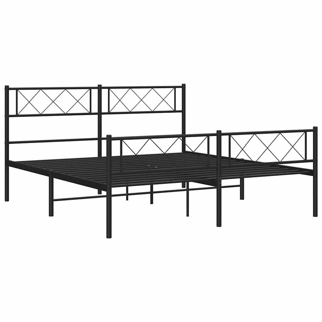 Metalni okvir kreveta uzglavlje i podnožje crni 120x190 cm