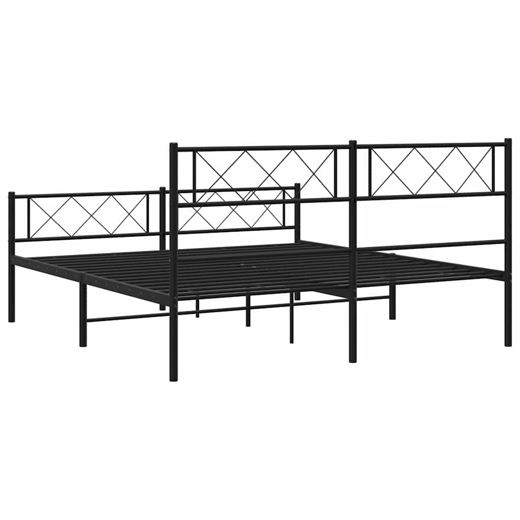Metalni okvir kreveta uzglavlje i podnožje crni 120x190 cm