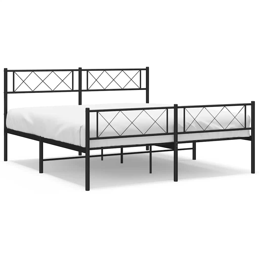 Metalni okvir kreveta uzglavlje i podnožje crni 135x190 cm
