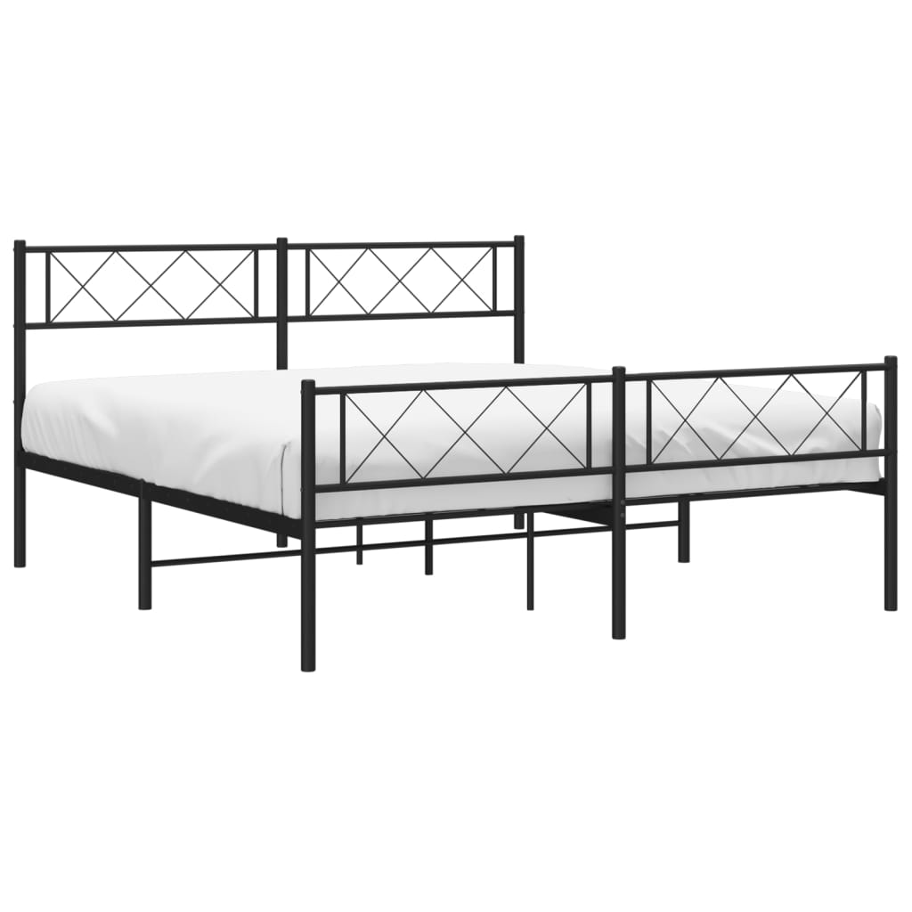 Metalni okvir kreveta uzglavlje i podnožje crni 140x200 cm