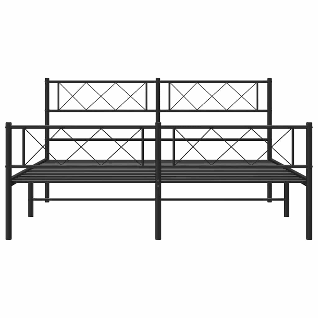 Metalni okvir kreveta uzglavlje i podnožje crni 150x200 cm