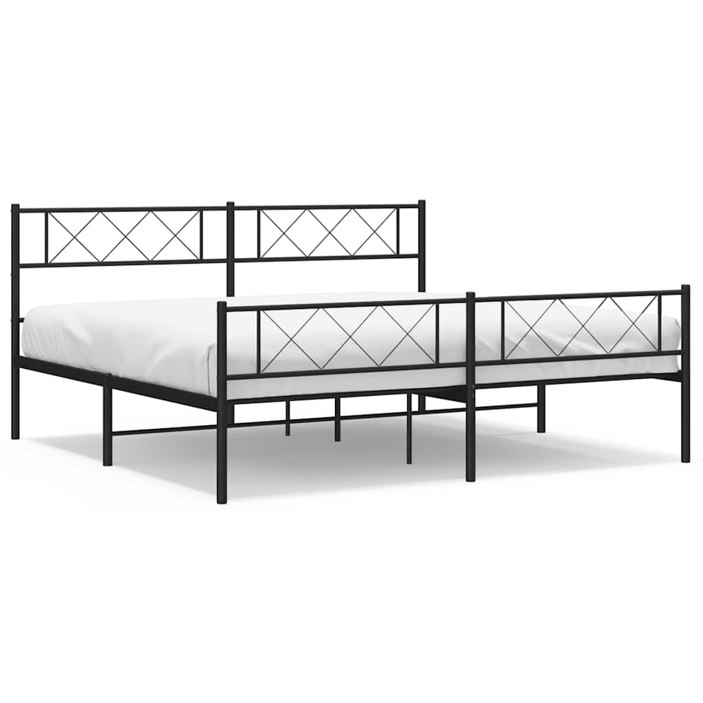 Metalni okvir kreveta uzglavlje i podnožje crni 183x213 cm