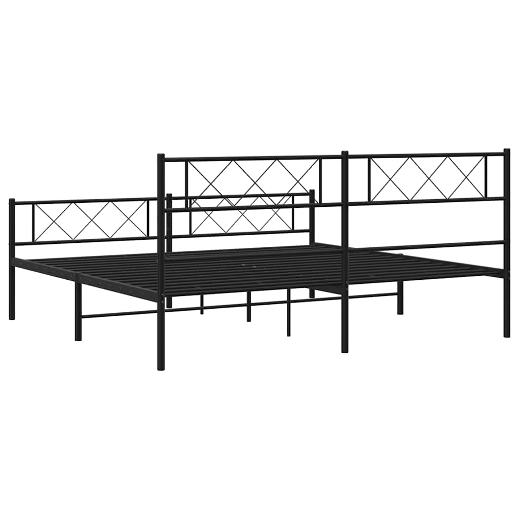 Metalni okvir kreveta uzglavlje i podnožje crni 183x213 cm
