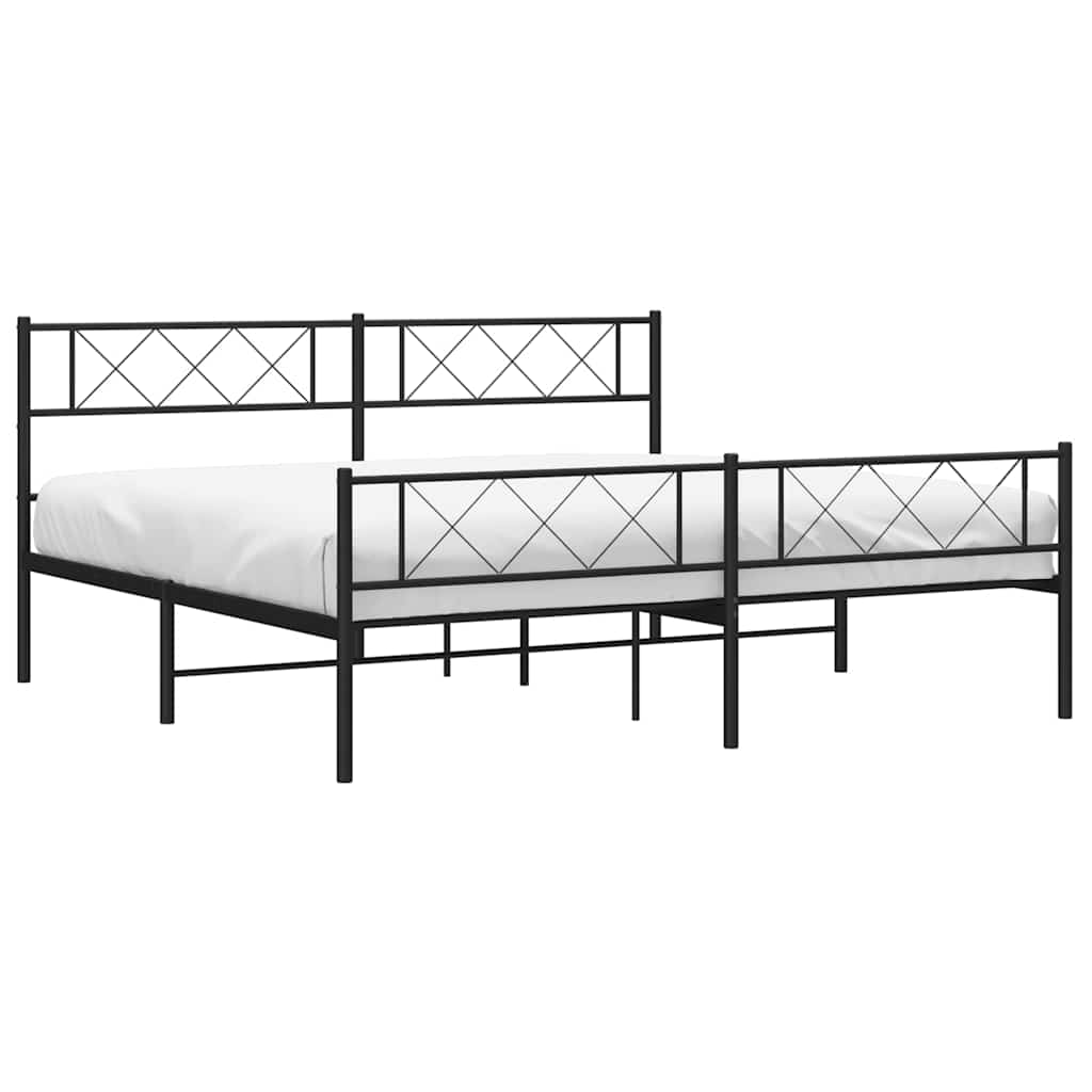 Metalni okvir kreveta uzglavlje i podnožje crni 193x203 cm