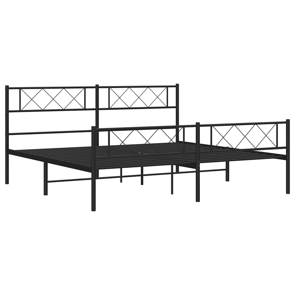 Metalni okvir kreveta uzglavlje i podnožje crni 193x203 cm