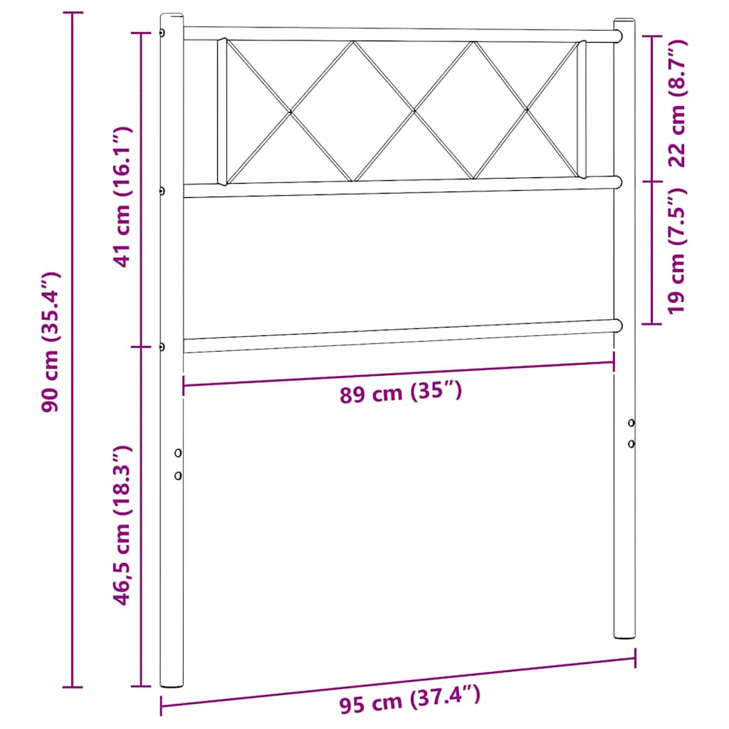 Metalno zamjensko uzglavlje crno 90 cm