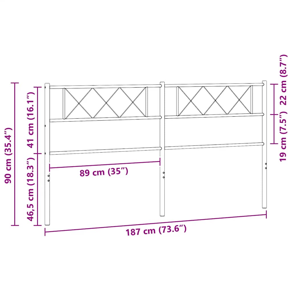 Metalno zamjensko uzglavlje crno 180 cm