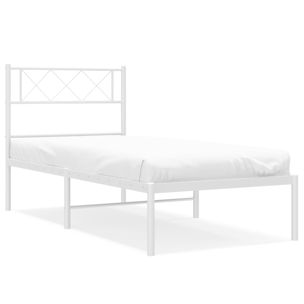 Metalni okvir za krevet s uzglavljem bijeli 80x200 cm