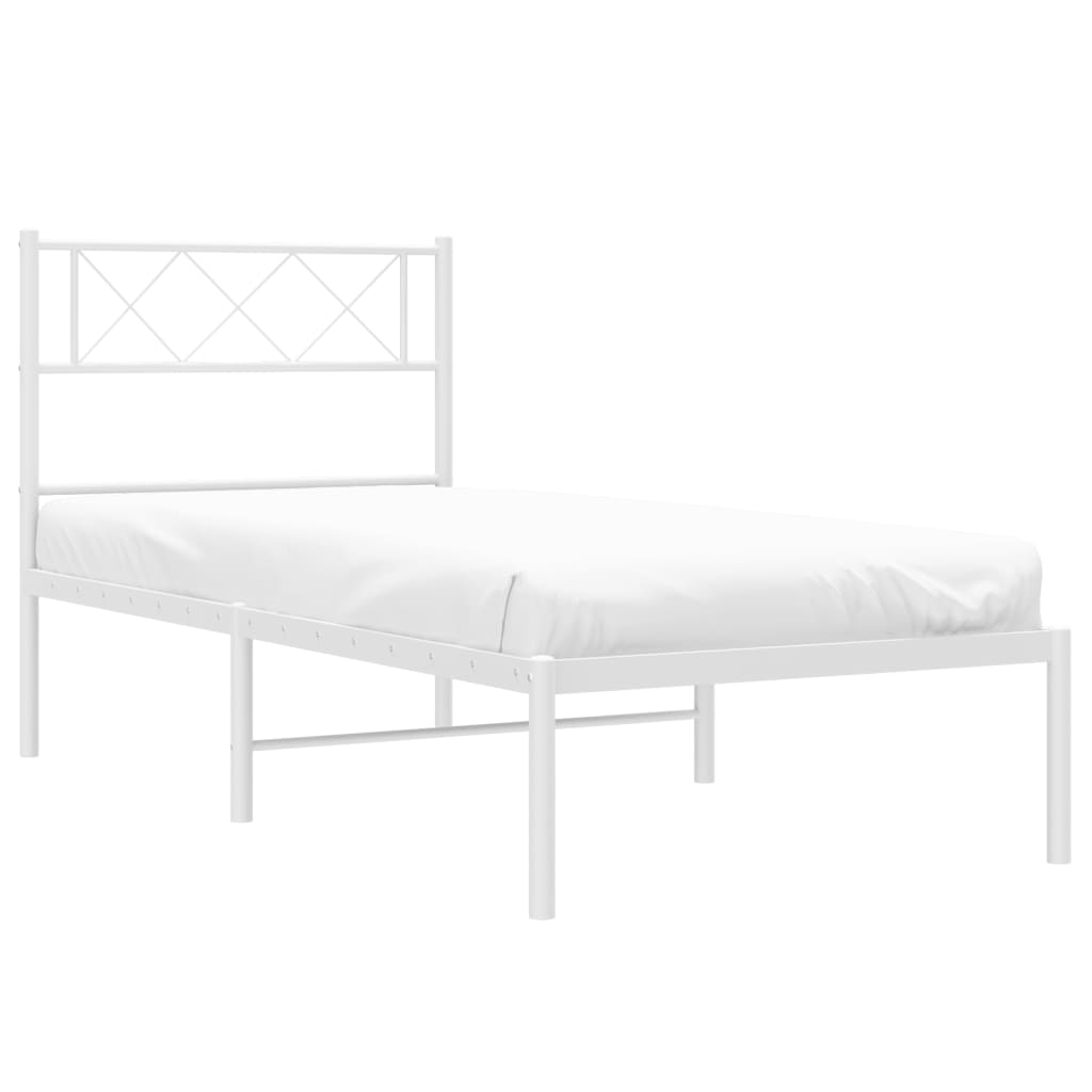 Metalni okvir za krevet s uzglavljem bijeli 80x200 cm