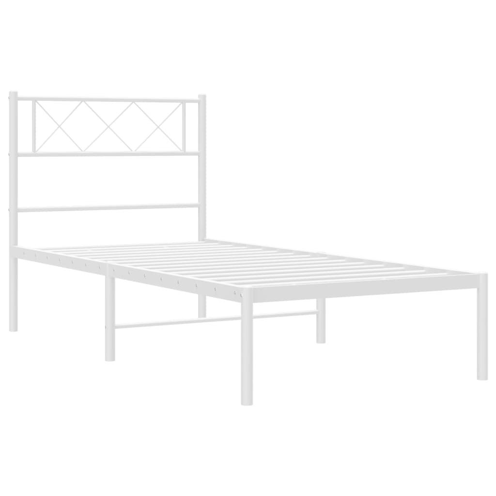 Metalni okvir za krevet s uzglavljem bijeli 80x200 cm