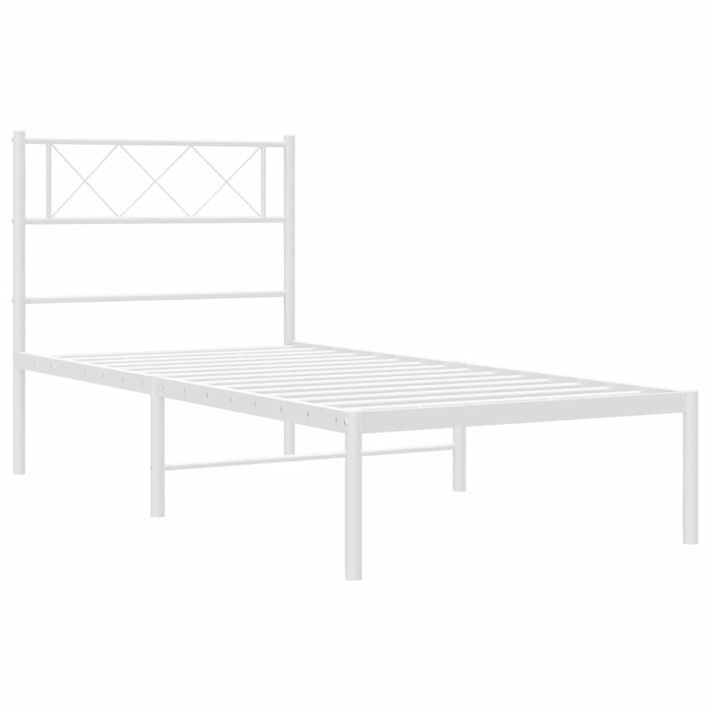 Metalni okvir za krevet s uzglavljem bijeli 100x190 cm