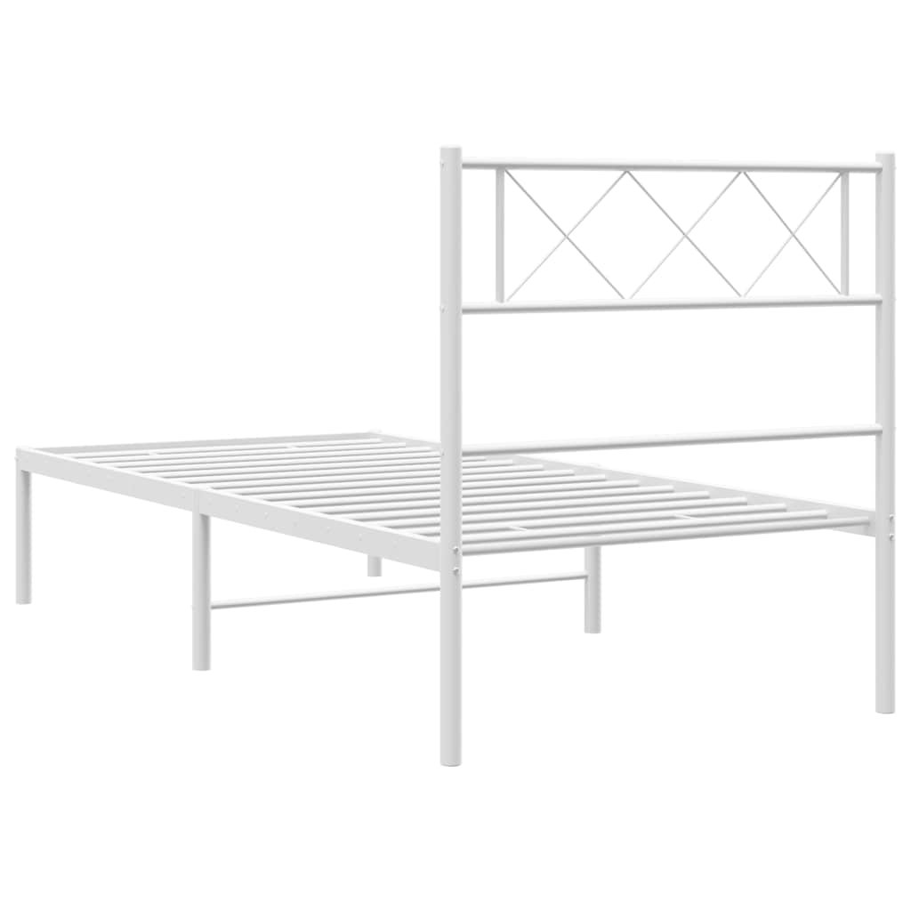 Metalni okvir za krevet s uzglavljem bijeli 100x190 cm