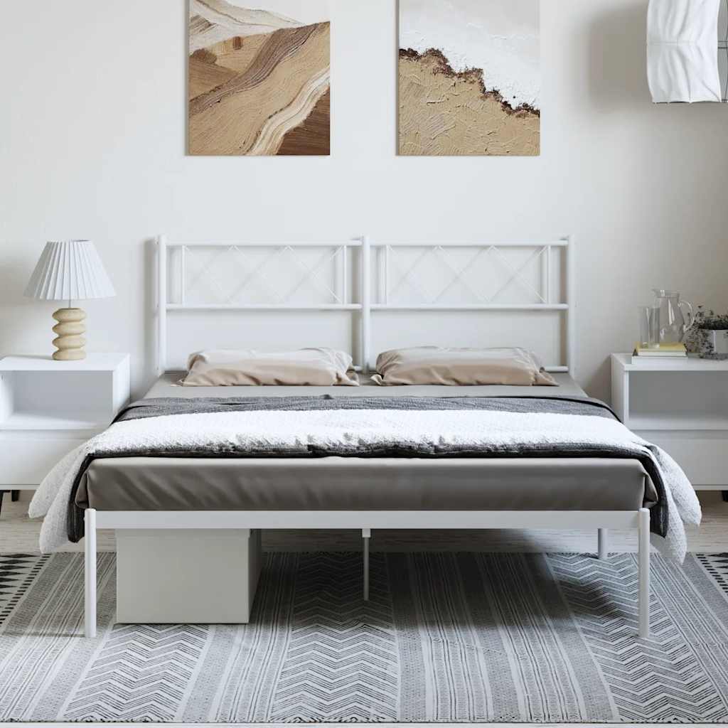 Metalni okvir za krevet s uzglavljem bijeli 135x190 cm