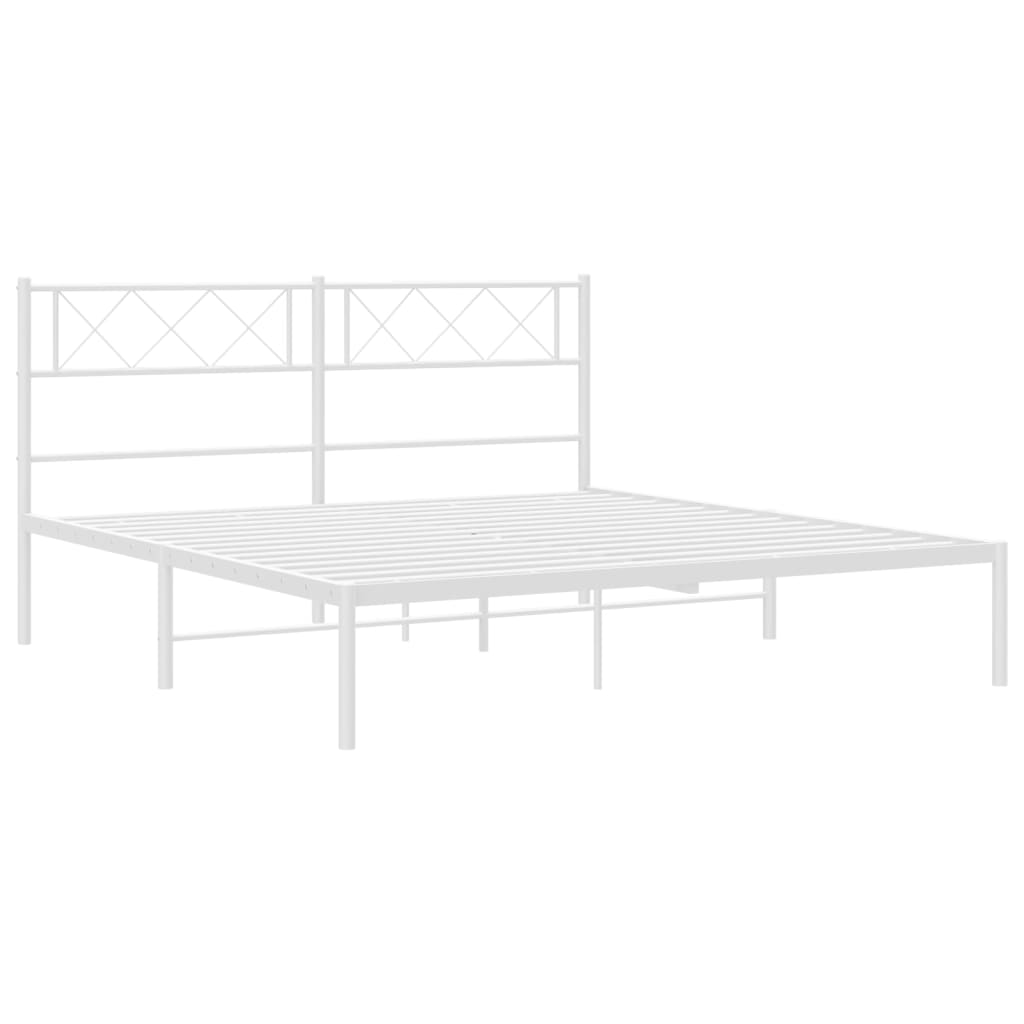 Metalni okvir za krevet s uzglavljem bijeli 140 x 200 cm
