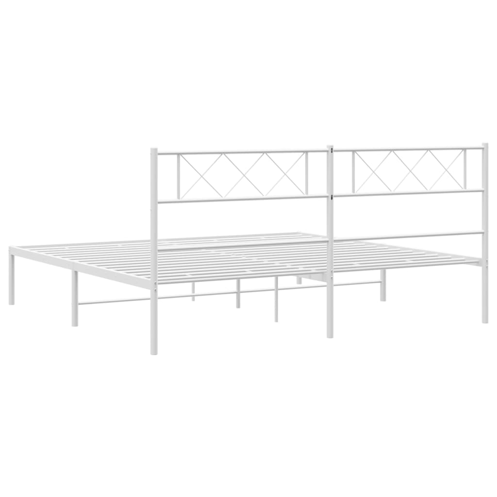 Metalni okvir za krevet s uzglavljem bijeli 180x200 cm
