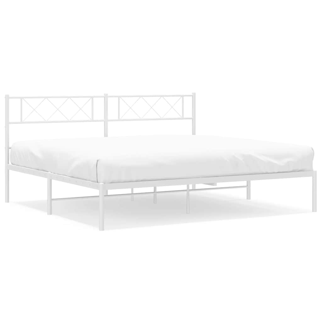Metalni okvir za krevet s uzglavljem bijeli 183x213 cm