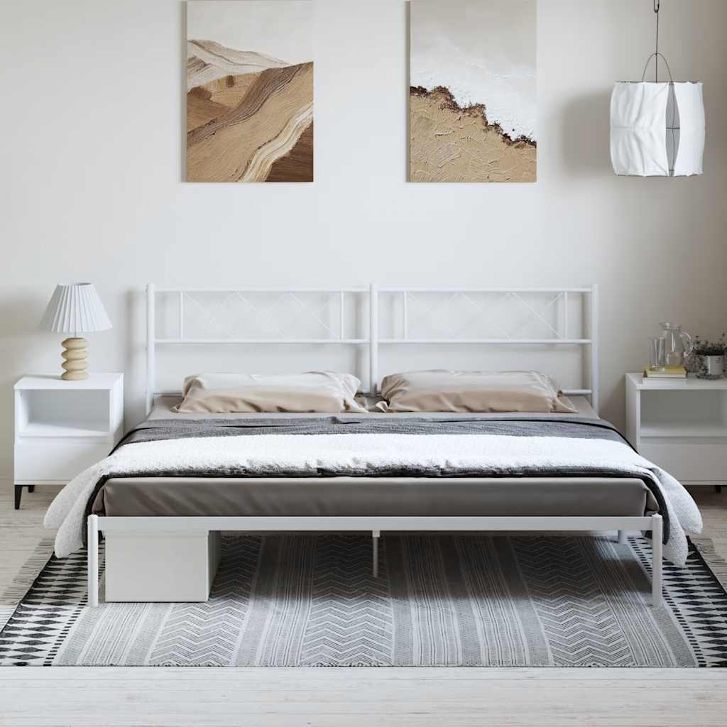 Metalni okvir za krevet s uzglavljem bijeli 193x203 cm