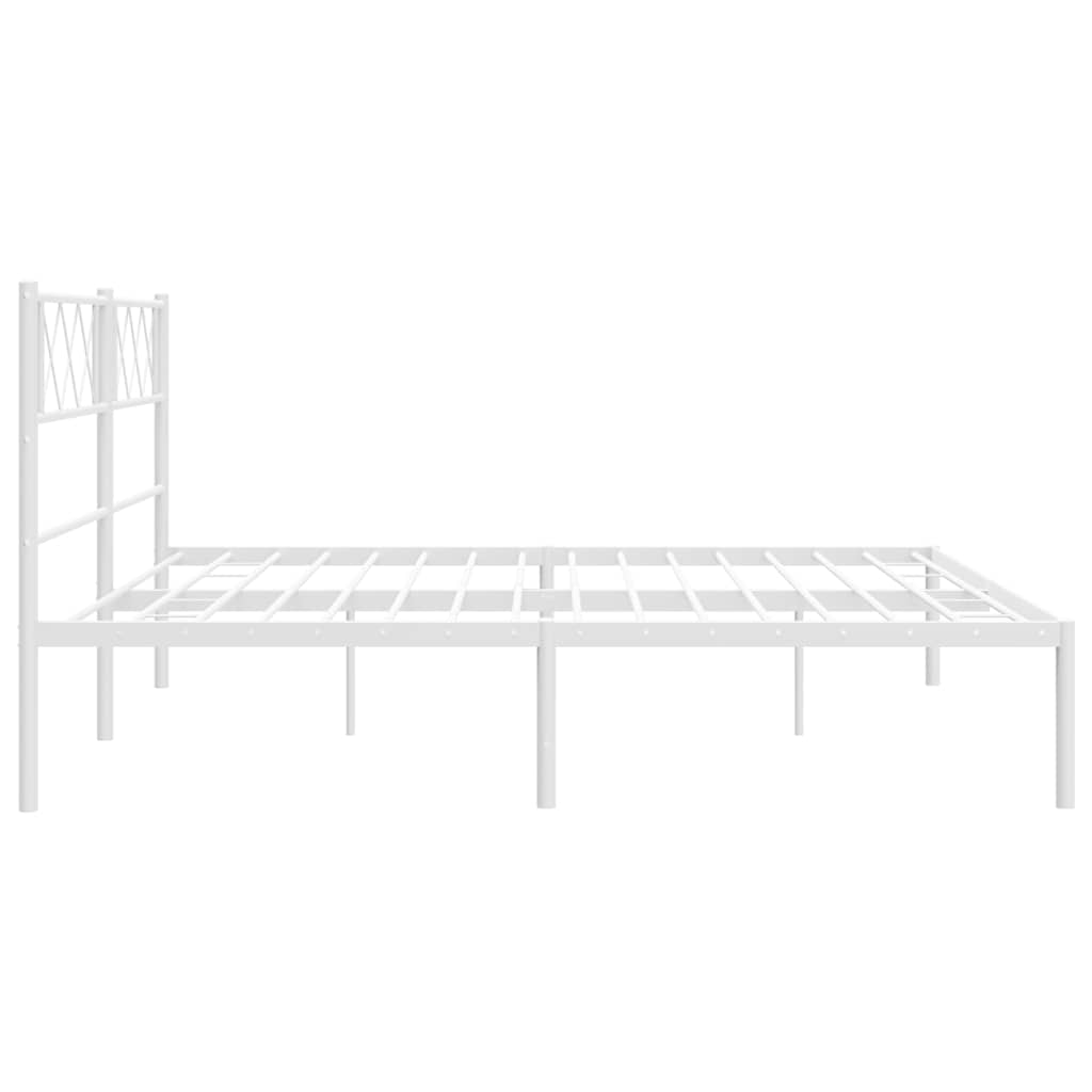 Metalni okvir za krevet s uzglavljem bijeli 193x203 cm