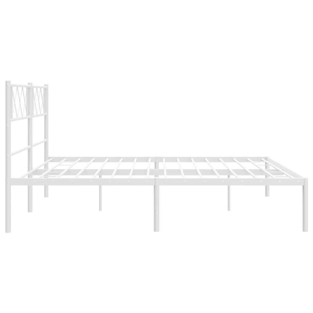 Metalni okvir za krevet s uzglavljem bijeli 200x200 cm