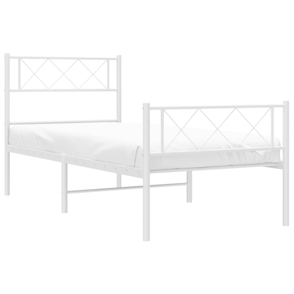 Metalni okvir kreveta uzglavlje i podnožje bijeli 80x200 cm