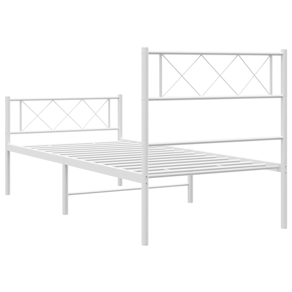 Metalni okvir kreveta uzglavlje i podnožje bijeli 80x200 cm