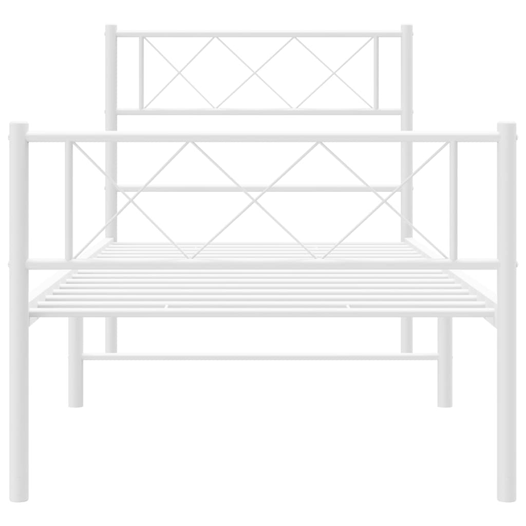Metalni okvir kreveta uzglavlje i podnožje bijeli 90 x 200 cm