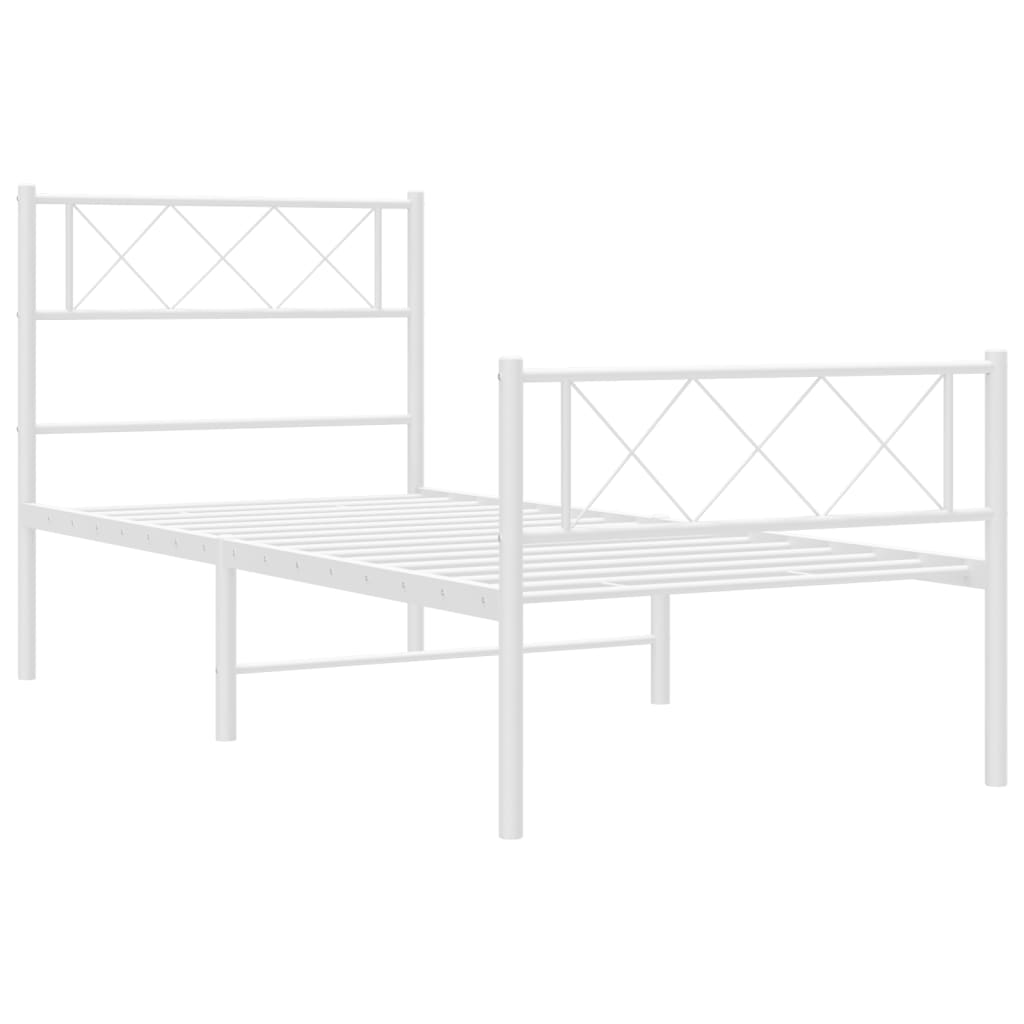 Metalni okvir kreveta uzglavlje i podnožje bijeli 90 x 200 cm