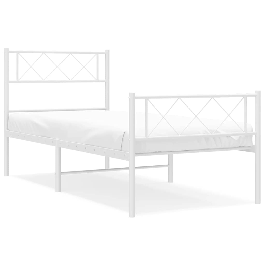 Metalni okvir kreveta uzglavlje i podnožje bijeli 100x200 cm