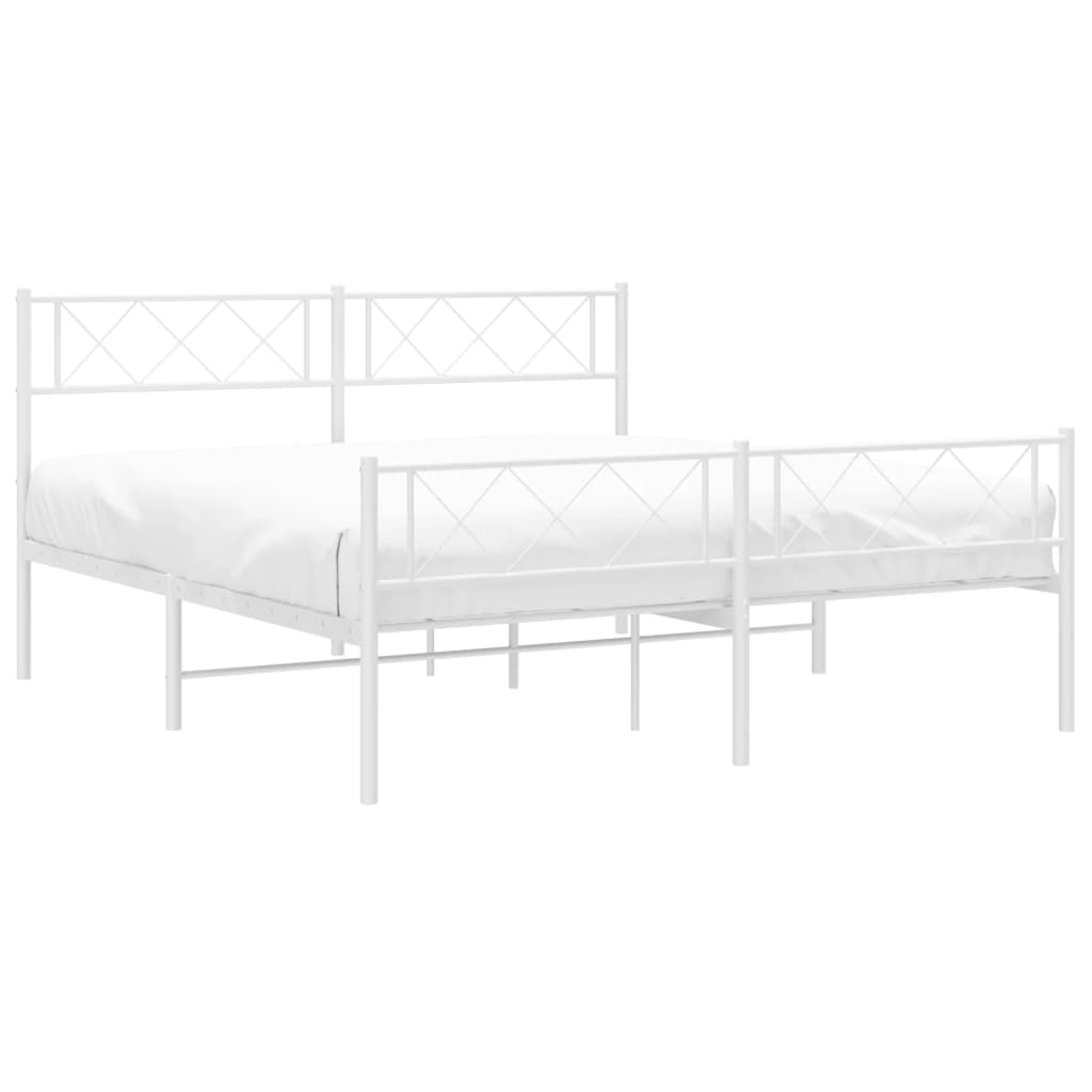 Metalni okvir kreveta uzglavlje i podnožje bijeli 120x200 cm