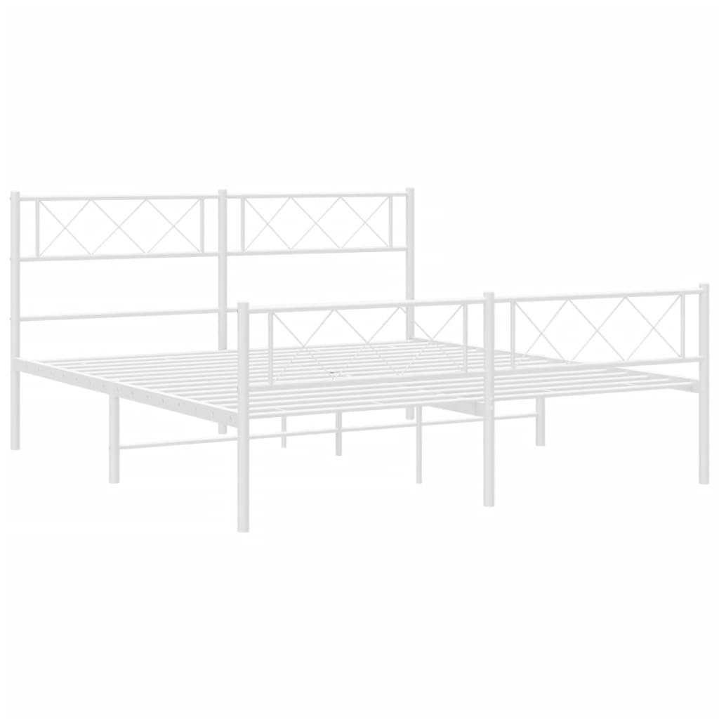 Metalni okvir kreveta uzglavlje i podnožje bijeli 140x200 cm