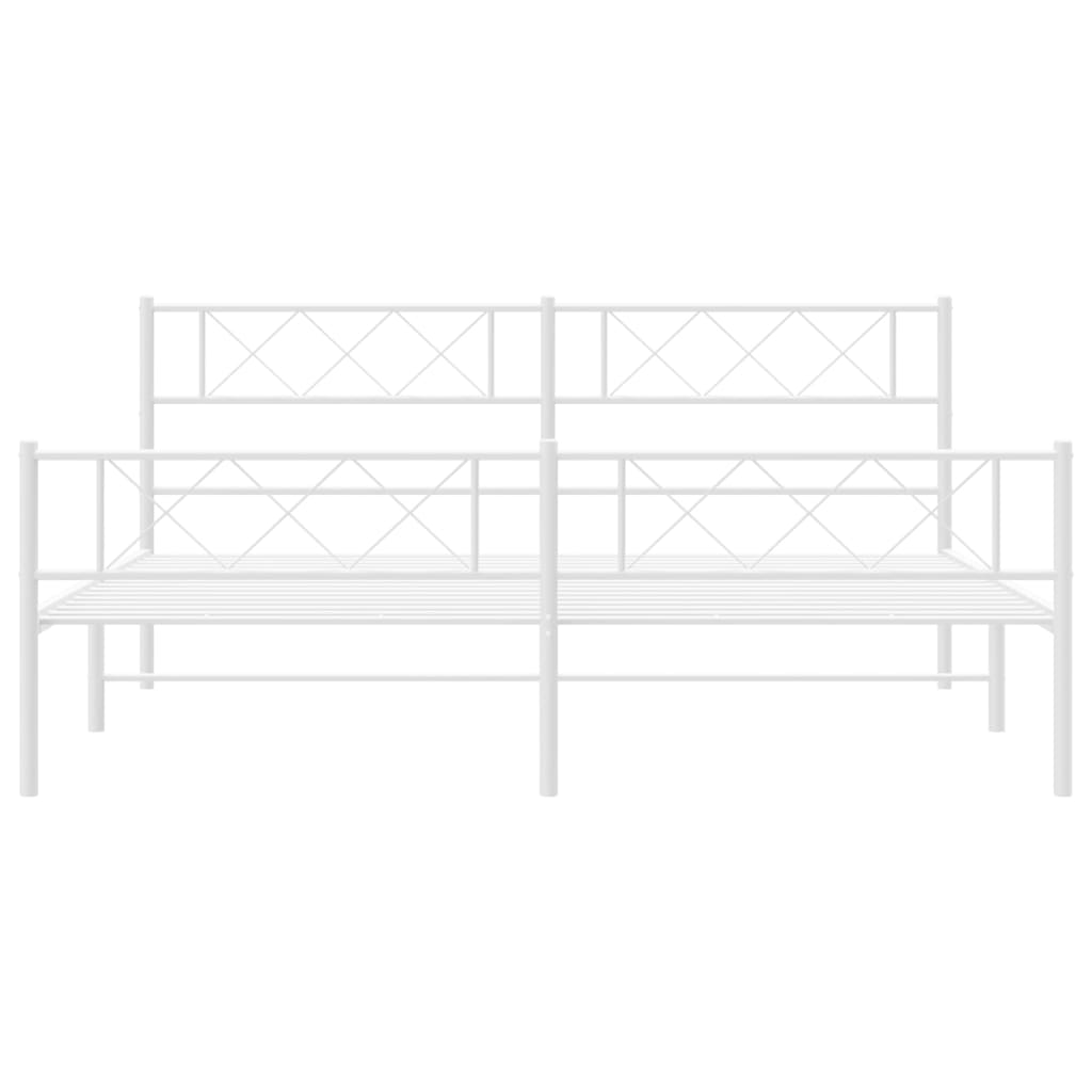 Metalni okvir kreveta uzglavlje i podnožje bijeli 200x200 cm