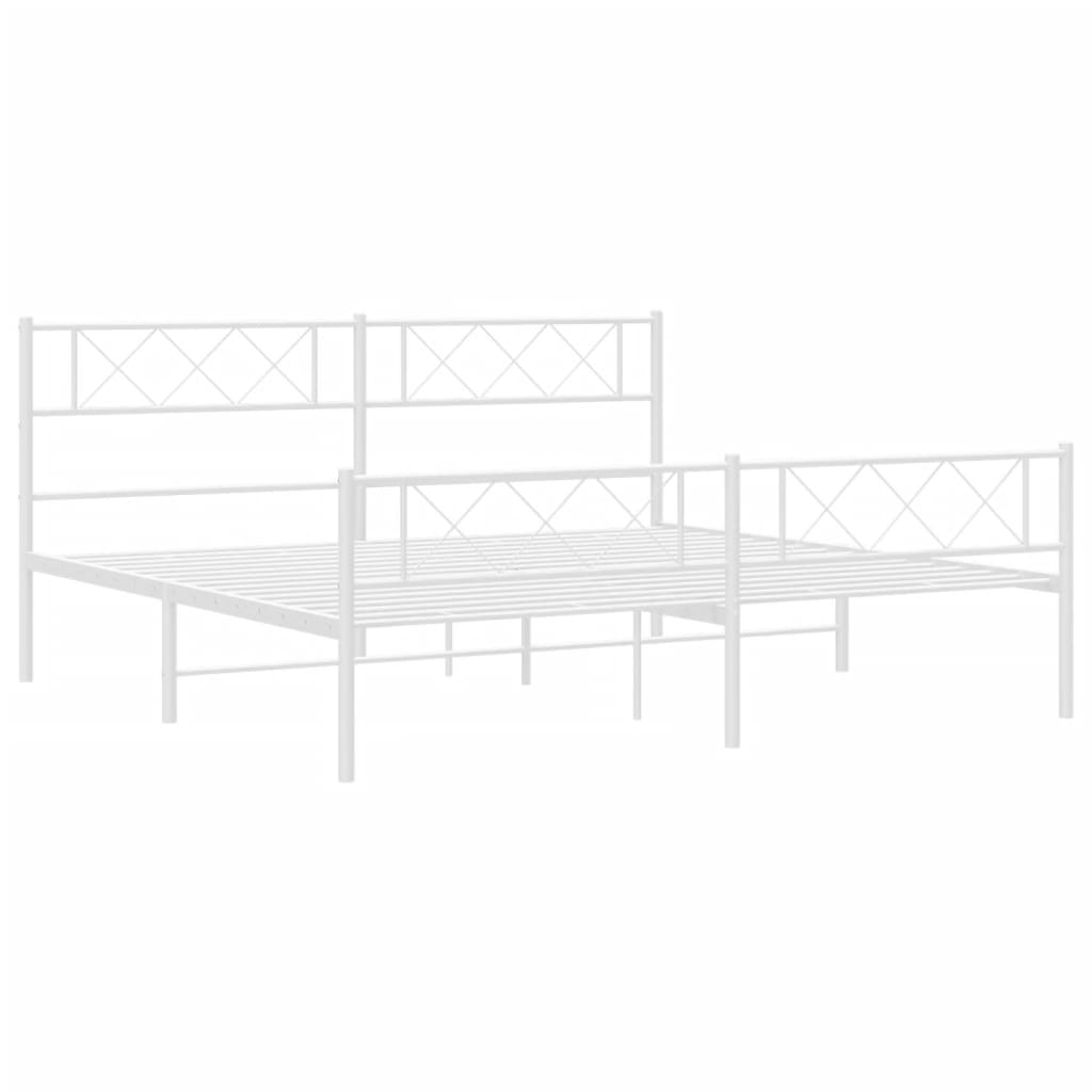 Metalni okvir kreveta uzglavlje i podnožje bijeli 200x200 cm