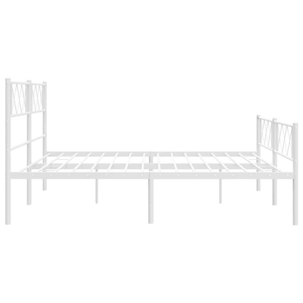 Metalni okvir kreveta uzglavlje i podnožje bijeli 200x200 cm