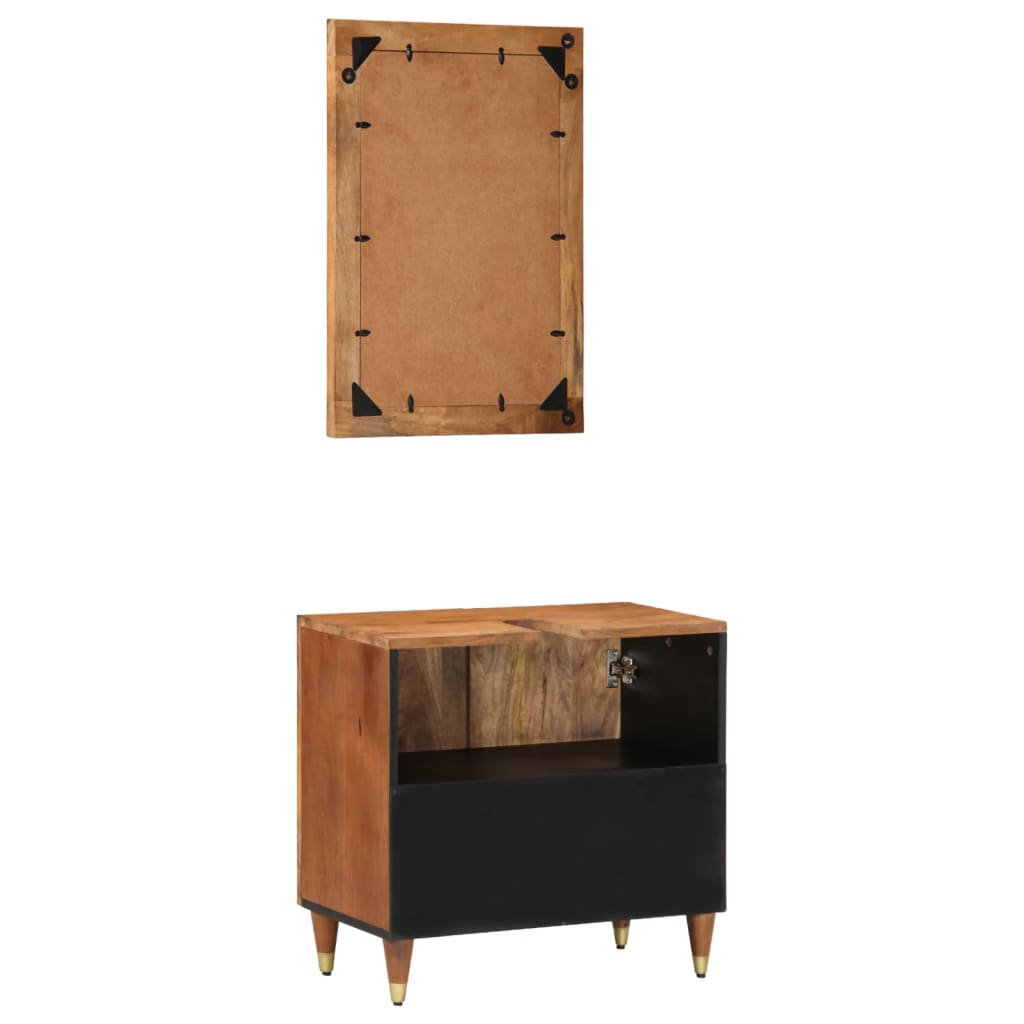 2-dijelni set kupaonskog namještaja od masivnog drva manga