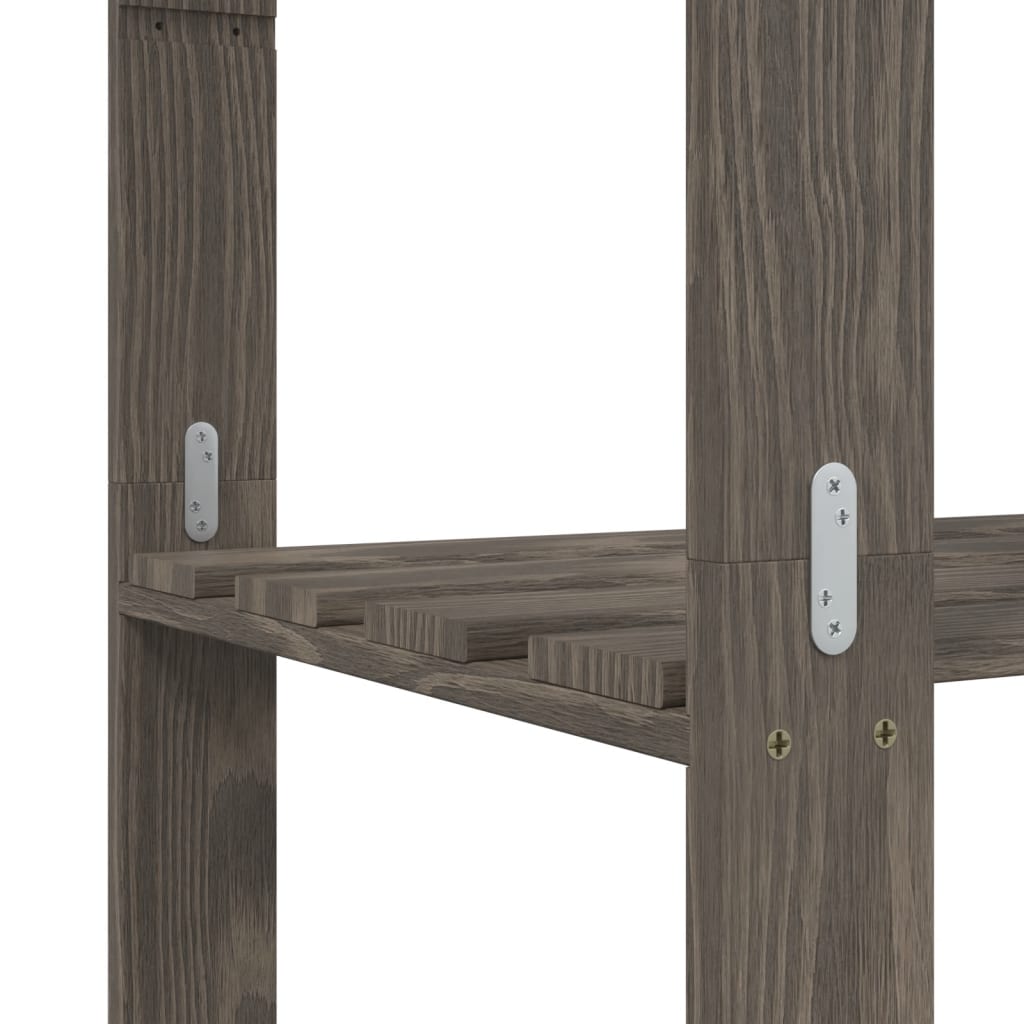 Stalak za pohranu 3 razina sivi 60x38x90 cm masivna borovina