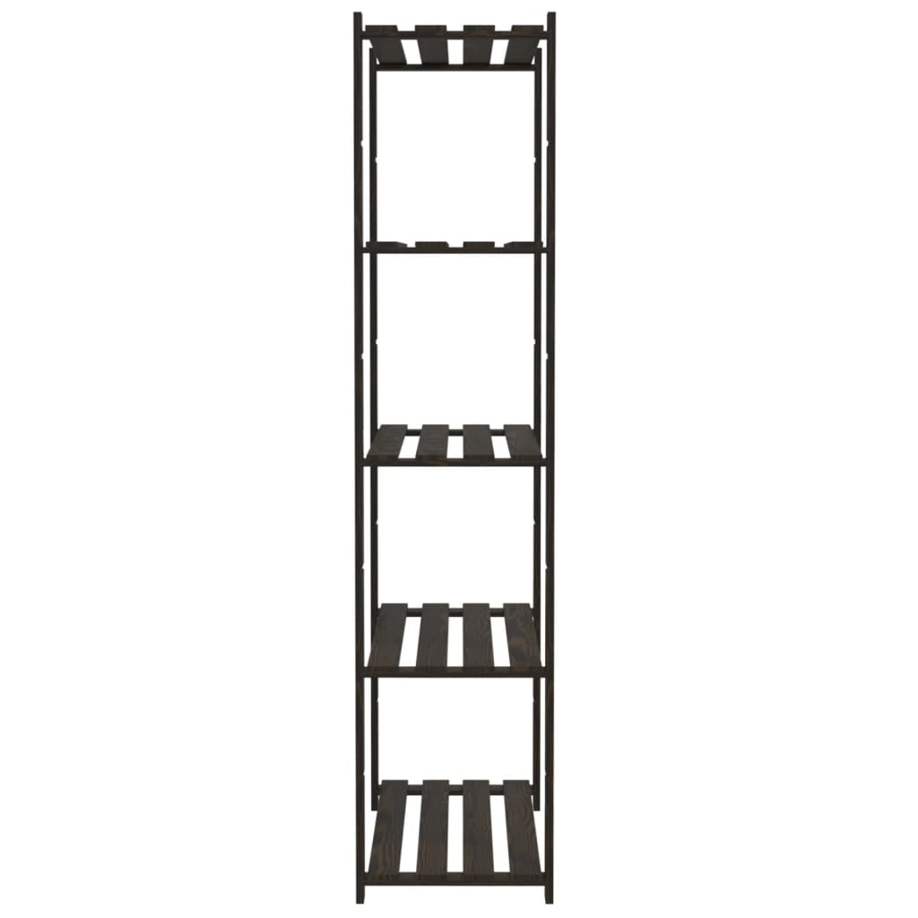 Stalak za pohranu s 5 razina crni 80x38x170 cm masivna borovina