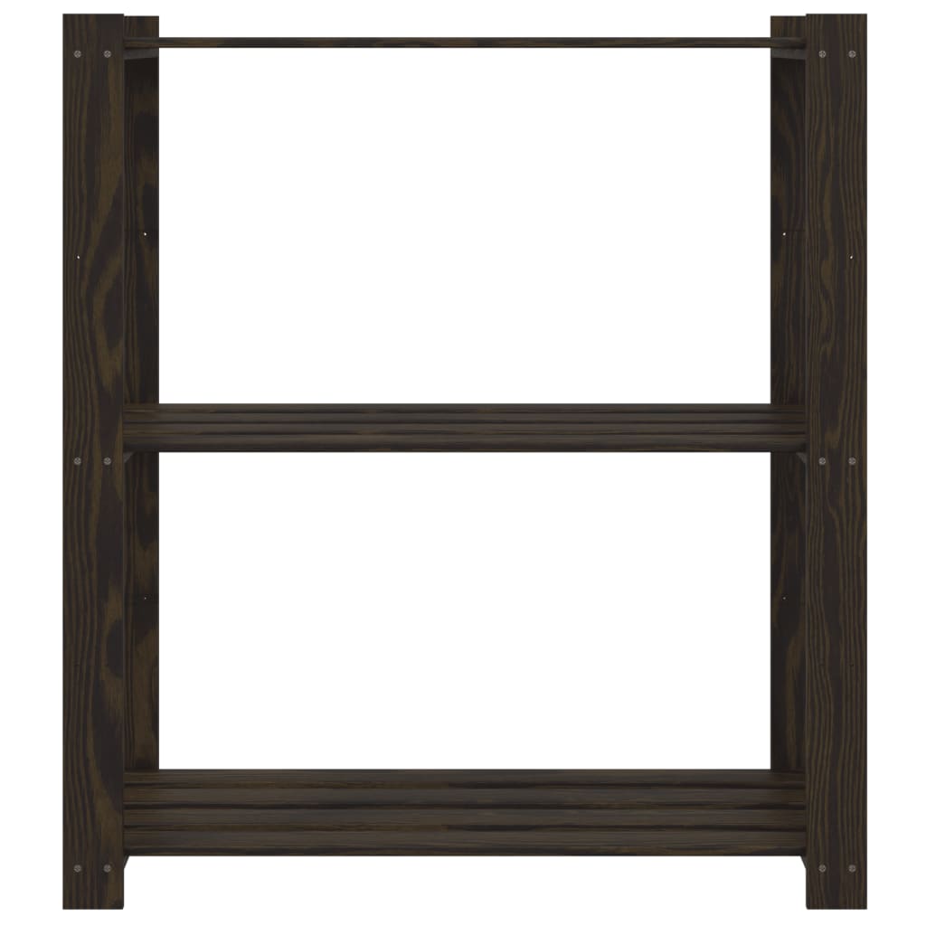 Stalak za pohranu s 3 razine crni 80x38x90 cm masivna borovina