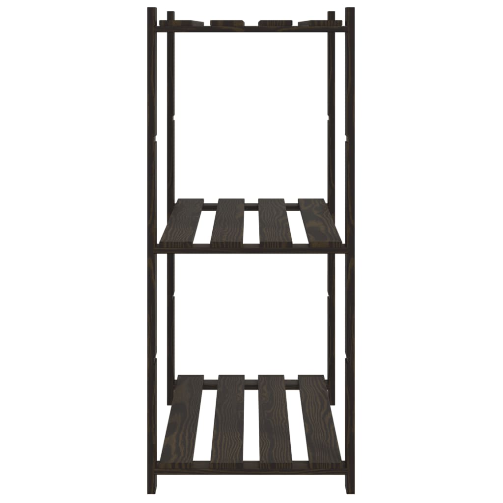 Stalak za pohranu s 3 razine crni 80x38x90 cm masivna borovina