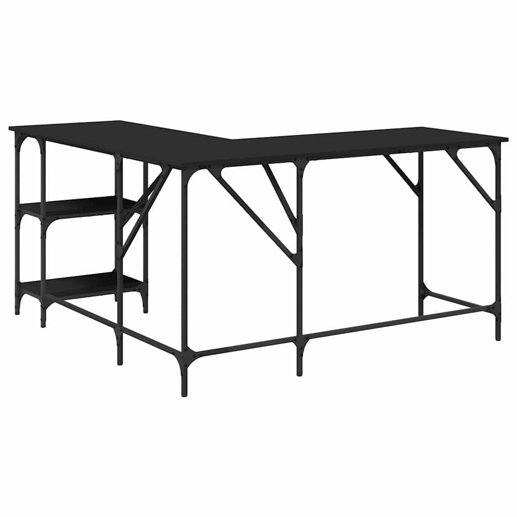 Radni stol crni 139 x 139 x 75 cm od konstruiranog drva