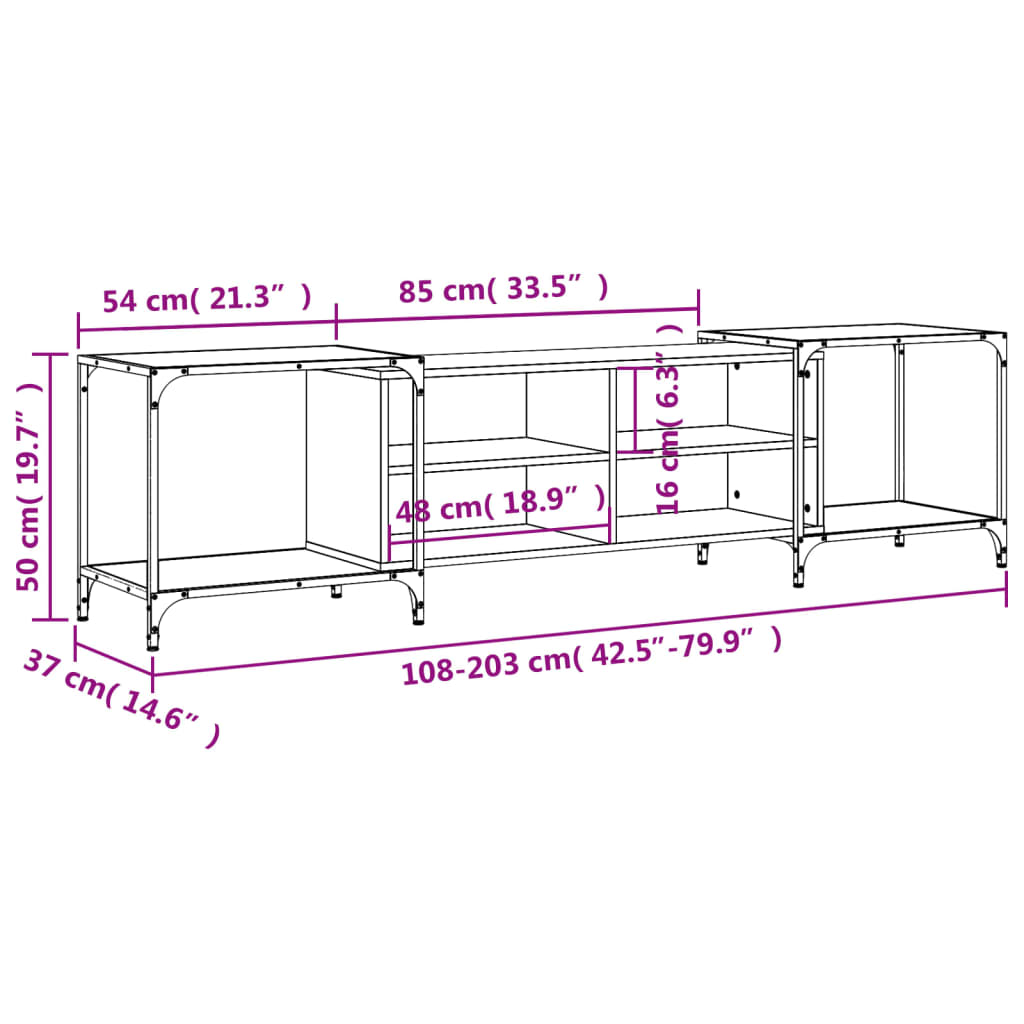 TV ormarić boja hrasta sonome 203x37x50 cm konstruirano drvo