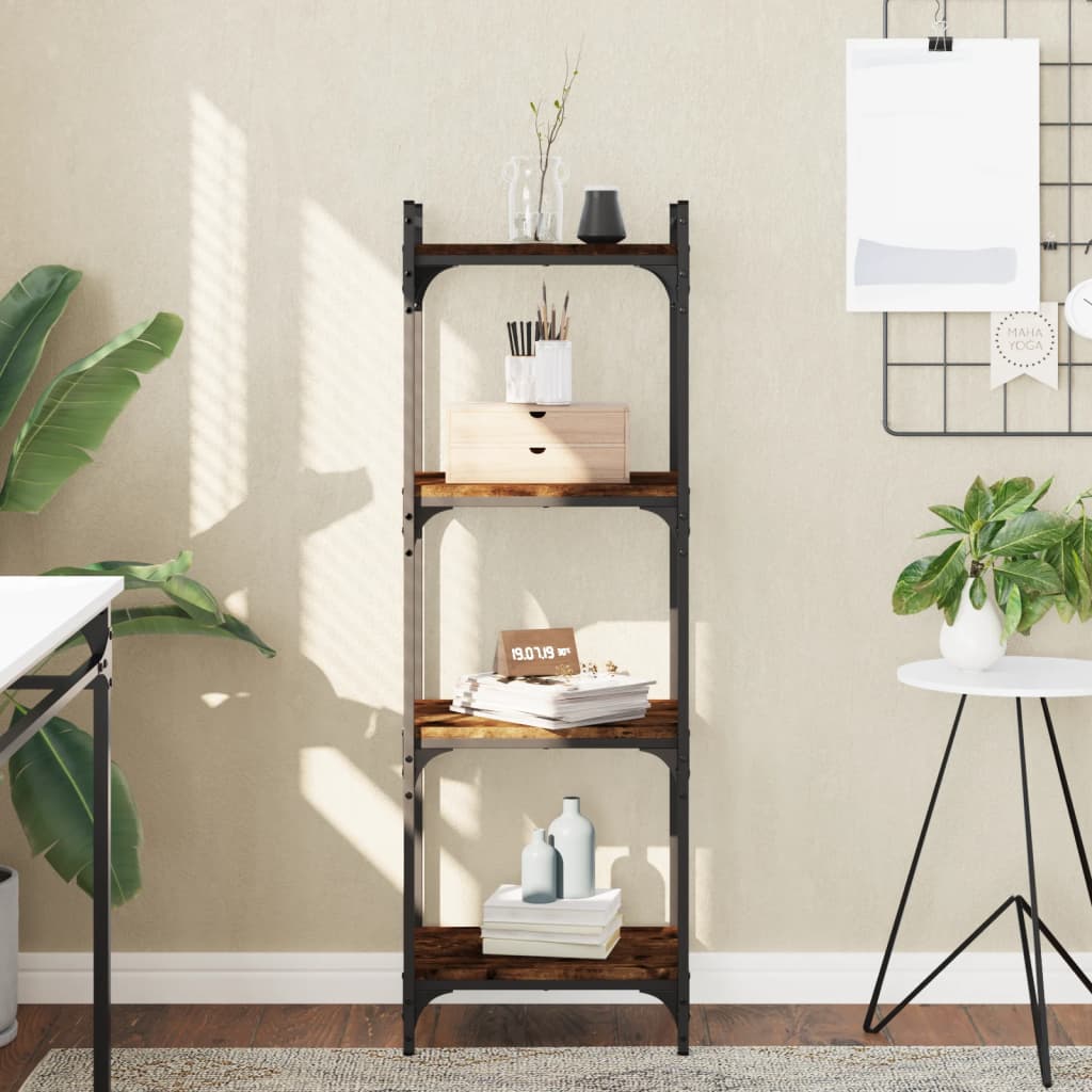 Regal za knjige s 4 razine boja hrasta 40 x 30 x 120 cm drveni