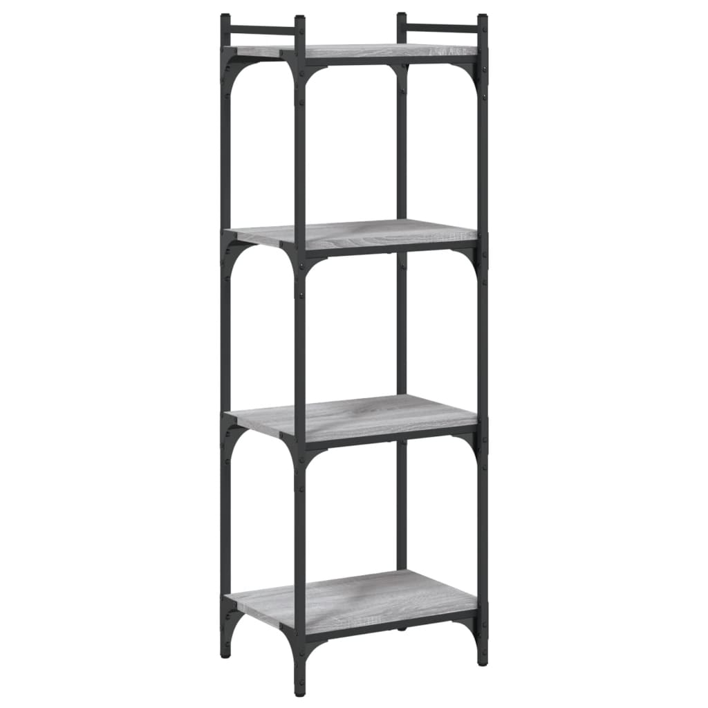 Regal za knjige s 4 razine siva boja hrasta 40x30x120 cm drveni