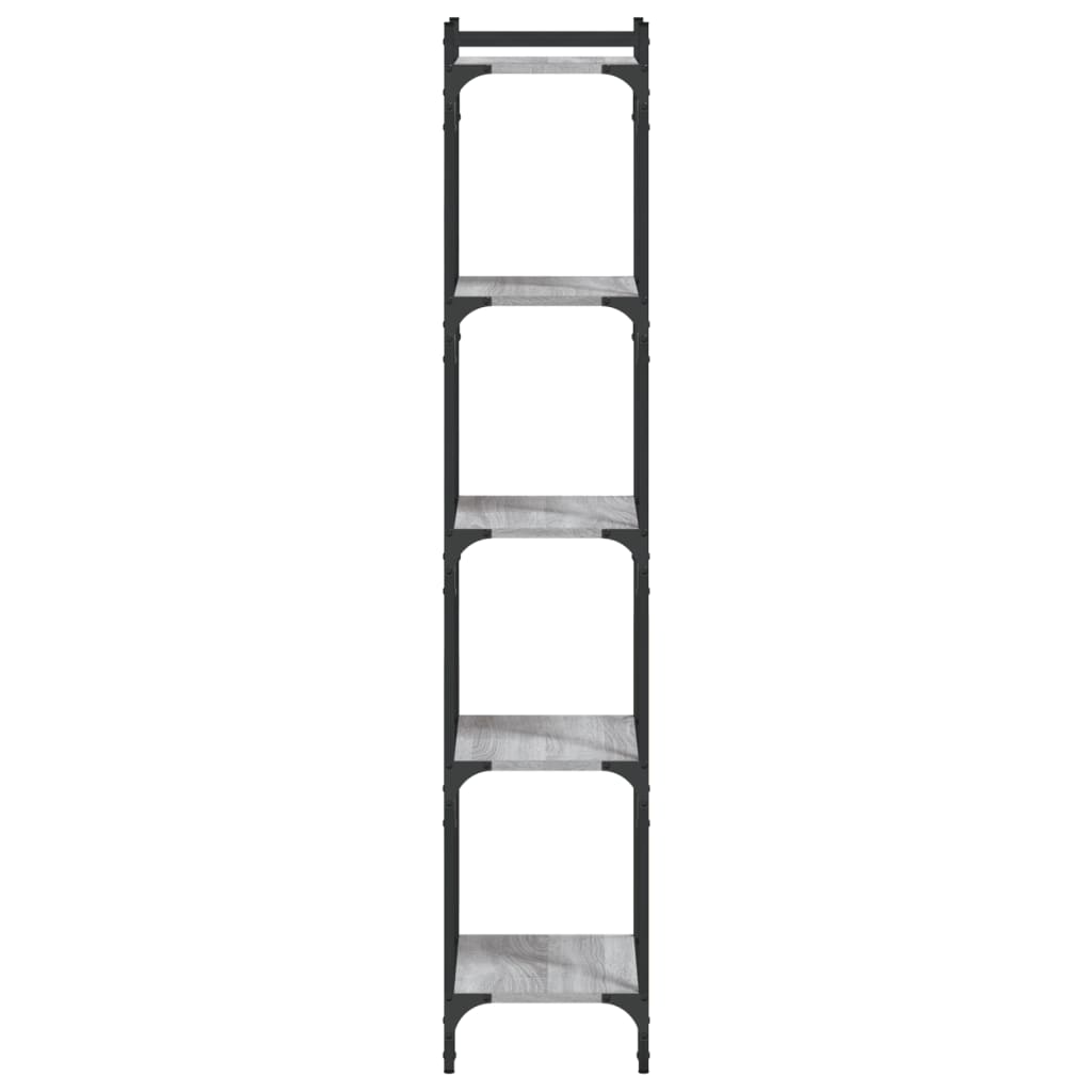 Regal za knjige s 5 razina siva boja hrasta 40x30x154 cm drveni