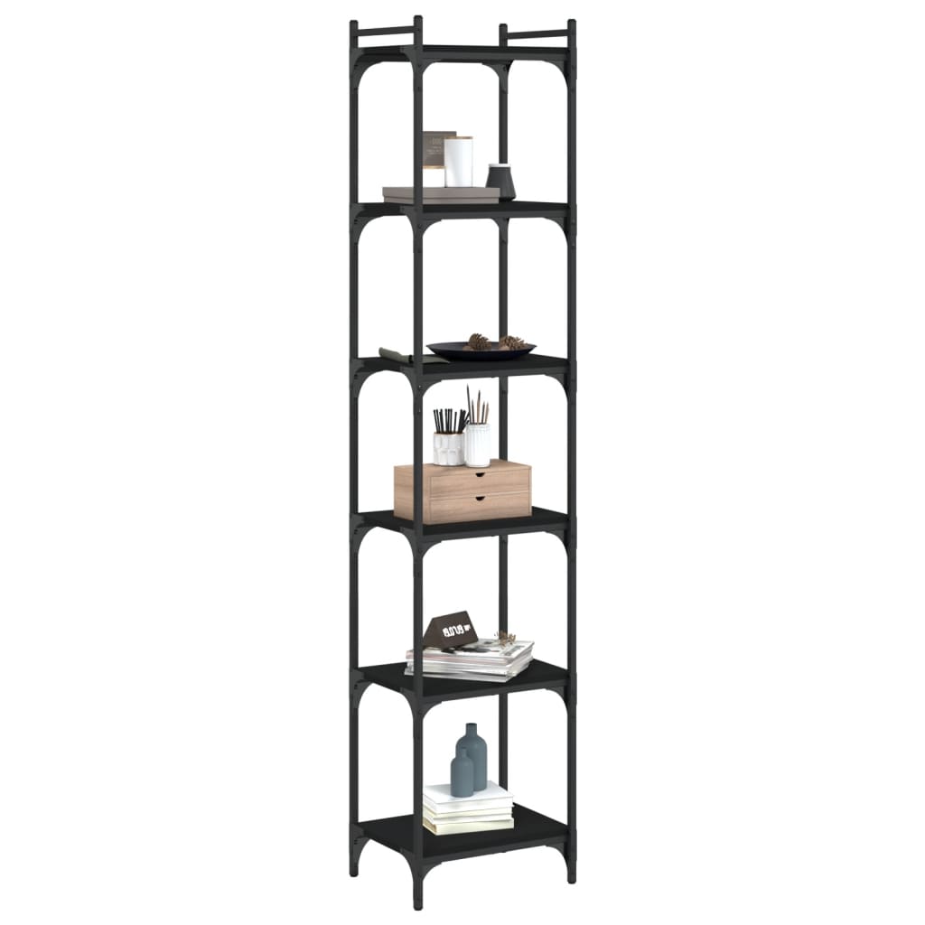 Regal za knjige sa 6 razina crni 40x30x188 cm konstruirano drvo