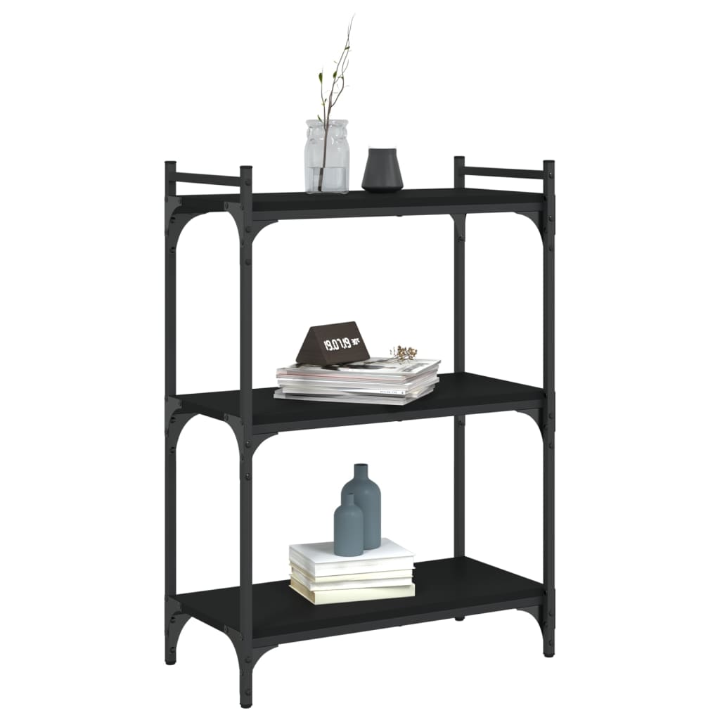 Regal za knjige s 3 razine crni 60x30x86 cm konstruirano drvo