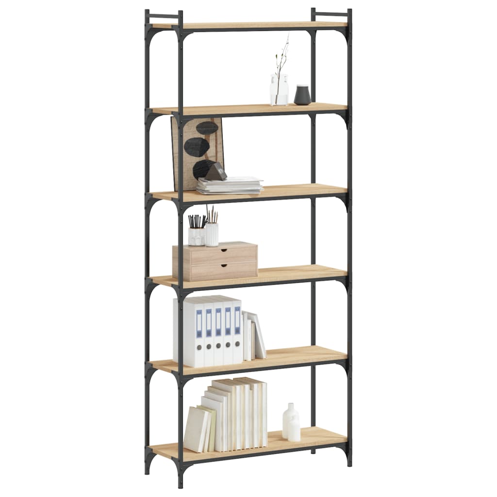 Regal za knjige sa 6 razina boja hrasta 80 x 30 x 188 cm drveni