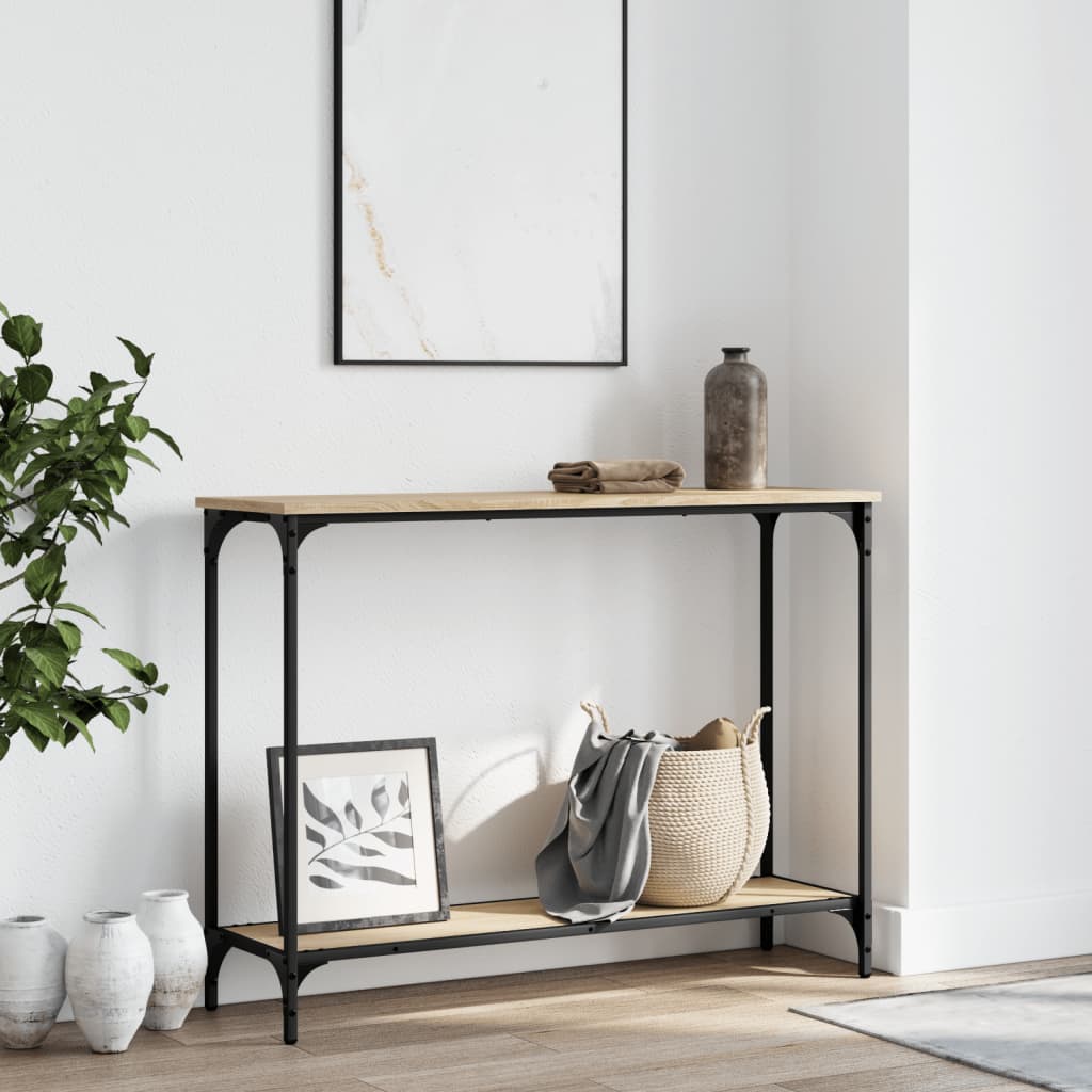 Konzolni stol boja hrasta 101x30,5x75 cm konstruirano drvo