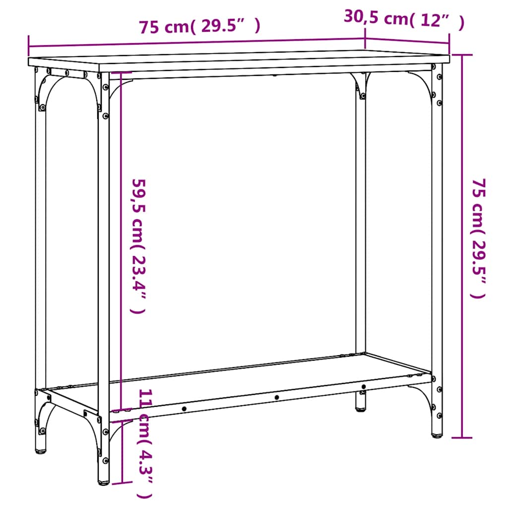 Konzolni stol crni 75 x 30,5 x 75 cm od konstruiranog drva