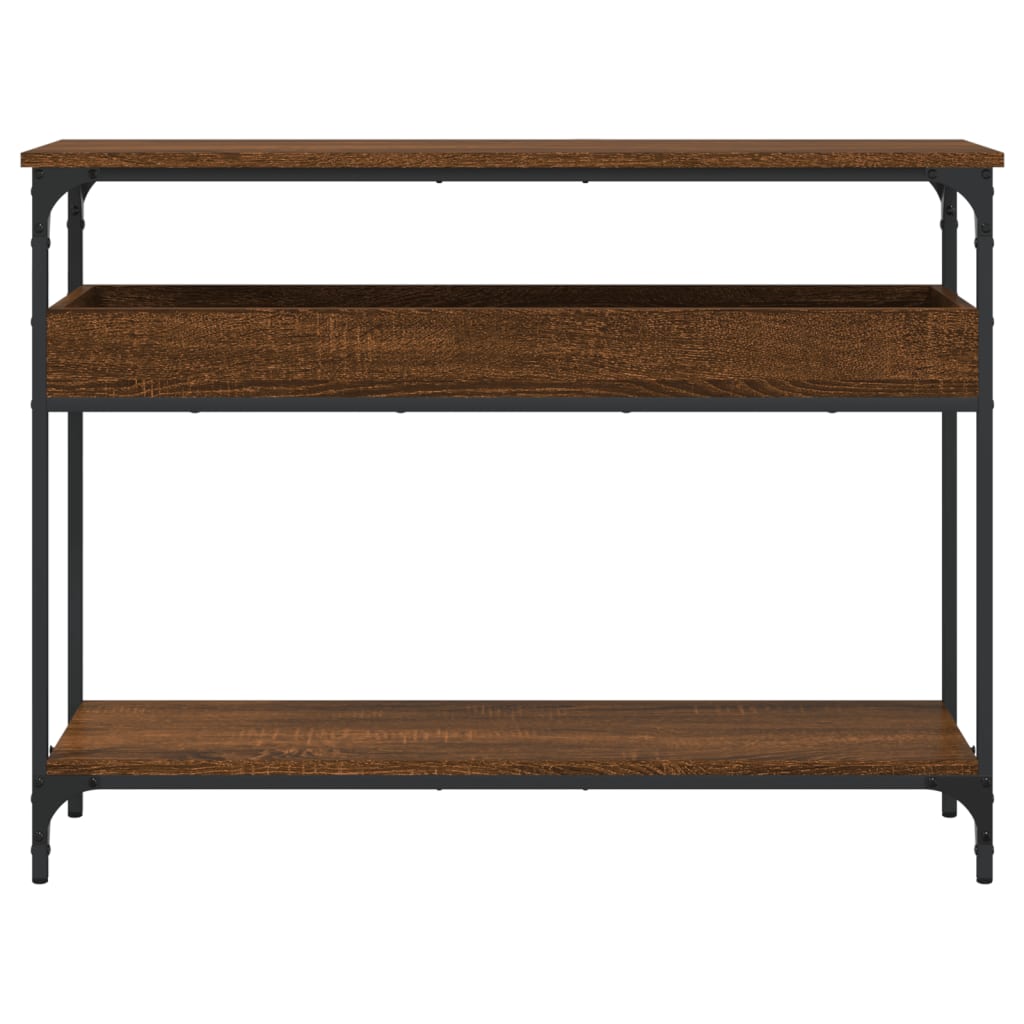 Konzolni stol s policama smeđa boja hrasta 100x29x75 cm drveni