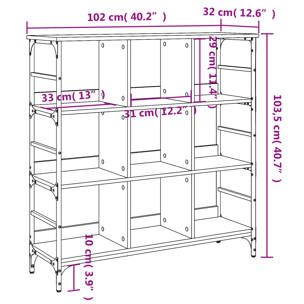 Komoda siva boja hrasta 102x32x103,5 cm od konstruiranog drva